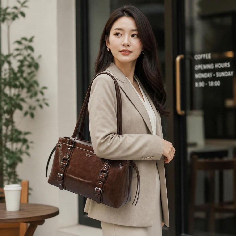 Top Handle Structured - Bolso de Mano para Mujer, Estructurado