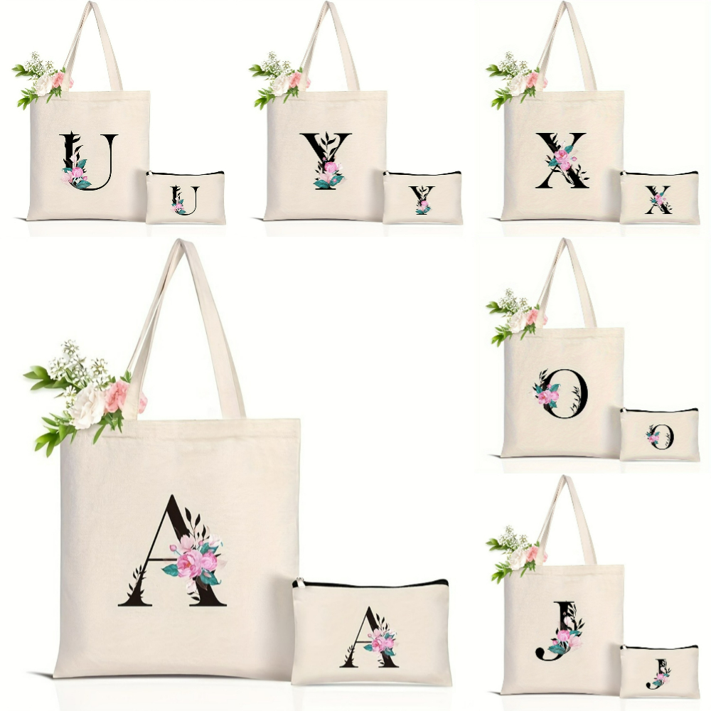 Shopper Tote Canvas - Bolso de mano elegante con alfabeto