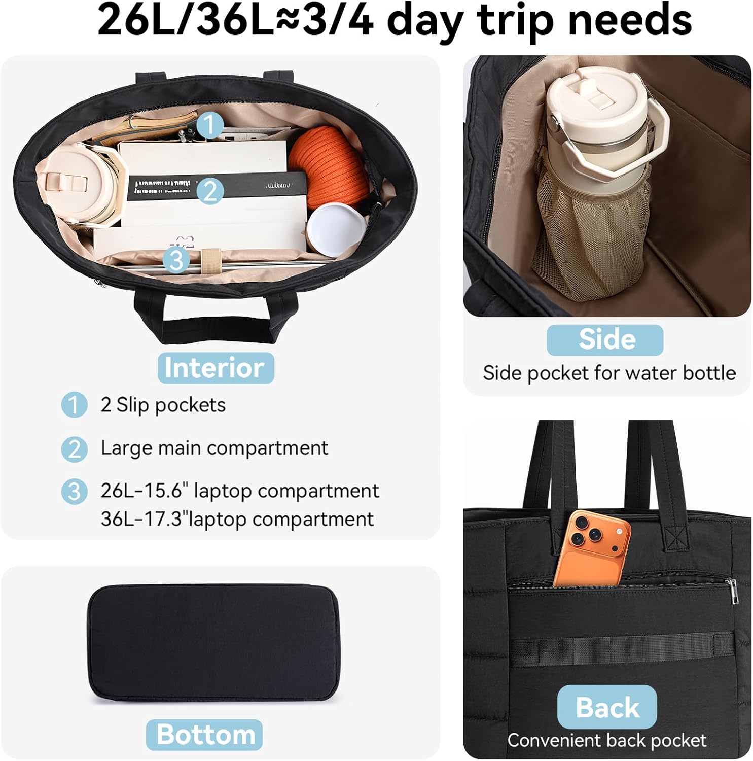 Bolso Tote Acolchado para Muje - Women Bags Work reseña y precio